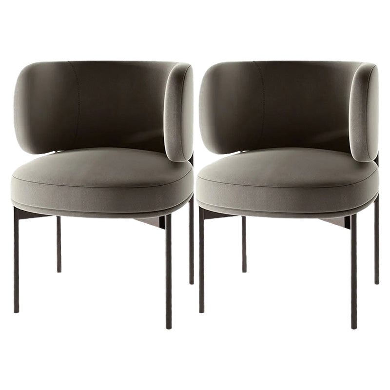 Modern Style Velvet Side Chair Arm Metal Side Chair for Home Use Grey 2 Piece Set Clearhalo 'Dining Chairs' 'Dining Tables & Seating' 'dining_chair' 'furn' 'furn_dining_chair' 'Furniture' 'Kitchen & Dining Furniture' 6267241