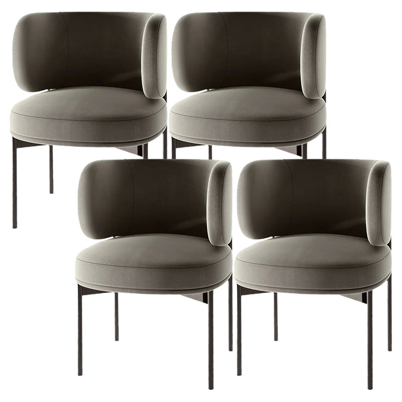 Modern Style Velvet Side Chair Arm Metal Side Chair for Home Use Grey 4 Piece Set Clearhalo 'Dining Chairs' 'Dining Tables & Seating' 'dining_chair' 'furn' 'furn_dining_chair' 'Furniture' 'Kitchen & Dining Furniture' 6267242