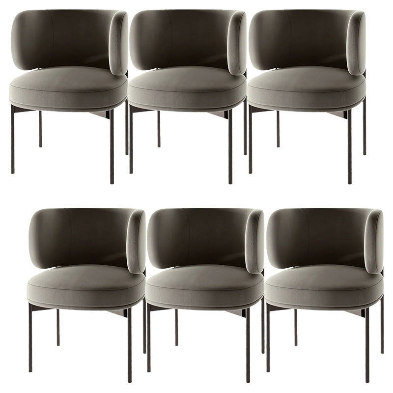 Modern Style Velvet Side Chair Arm Metal Side Chair for Home Use Grey 6 Piece Set Clearhalo 'Dining Chairs' 'Dining Tables & Seating' 'dining_chair' 'furn' 'furn_dining_chair' 'Furniture' 'Kitchen & Dining Furniture' 6267244