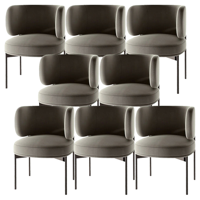 Modern Style Velvet Side Chair Arm Metal Side Chair for Home Use Grey 8 Piece Set Clearhalo 'Dining Chairs' 'Dining Tables & Seating' 'dining_chair' 'furn' 'furn_dining_chair' 'Furniture' 'Kitchen & Dining Furniture' 6267247
