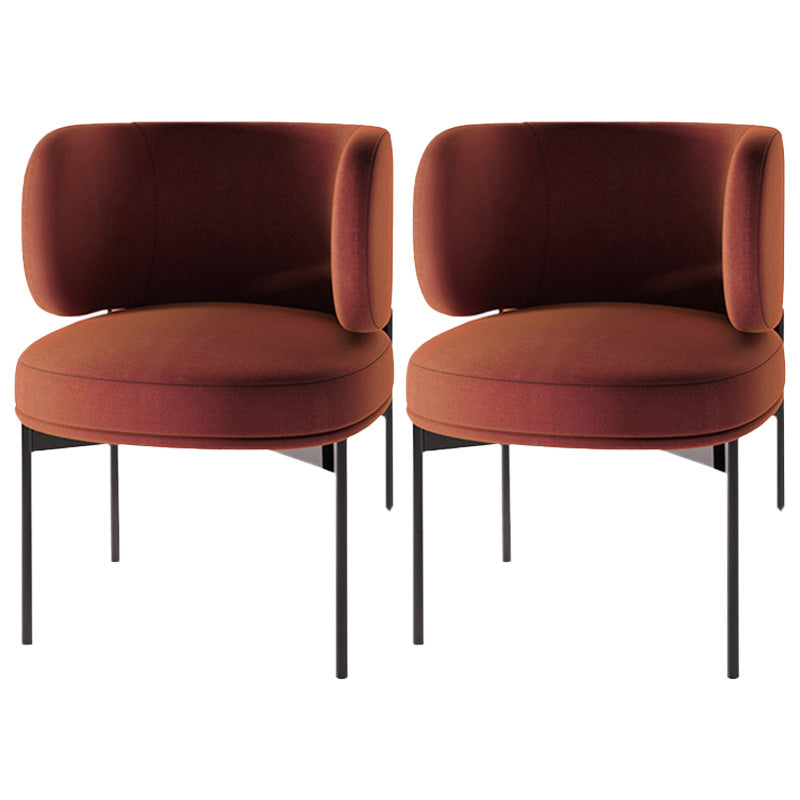 Modern Style Velvet Side Chair Arm Metal Side Chair for Home Use Orange Red 2 Piece Set Clearhalo 'Dining Chairs' 'Dining Tables & Seating' 'dining_chair' 'furn' 'furn_dining_chair' 'Furniture' 'Kitchen & Dining Furniture' 6267256