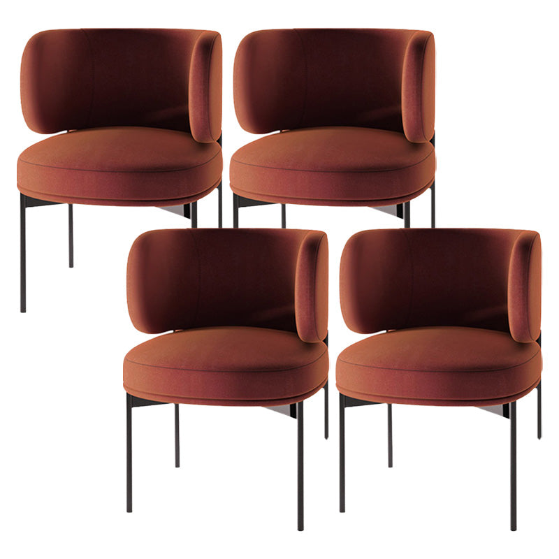Modern Style Velvet Side Chair Arm Metal Side Chair for Home Use Orange Red 4 Piece Set Clearhalo 'Dining Chairs' 'Dining Tables & Seating' 'dining_chair' 'furn' 'furn_dining_chair' 'Furniture' 'Kitchen & Dining Furniture' 6267259