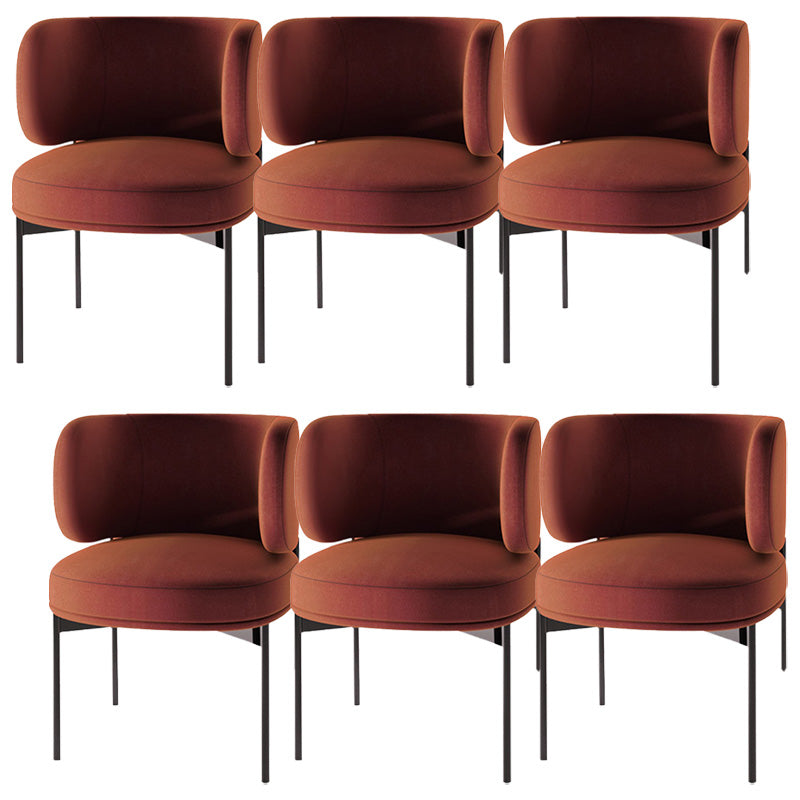 Modern Style Velvet Side Chair Arm Metal Side Chair for Home Use Orange Red 6 Piece Set Clearhalo 'Dining Chairs' 'Dining Tables & Seating' 'dining_chair' 'furn' 'furn_dining_chair' 'Furniture' 'Kitchen & Dining Furniture' 6267260