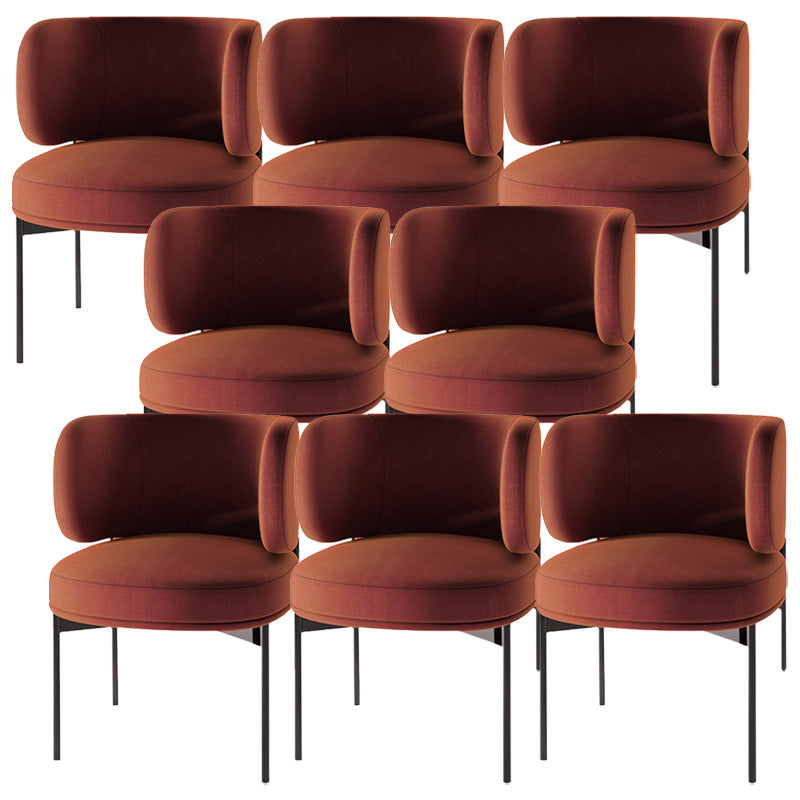 Modern Style Velvet Side Chair Arm Metal Side Chair for Home Use Orange Red 8 Piece Set Clearhalo 'Dining Chairs' 'Dining Tables & Seating' 'dining_chair' 'furn' 'furn_dining_chair' 'Furniture' 'Kitchen & Dining Furniture' 6267261