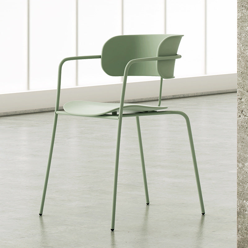 Zeitgenössischer Metall Esszimmerstuhl Arm Open Rücken Essneitenstuhl für Esszimmer