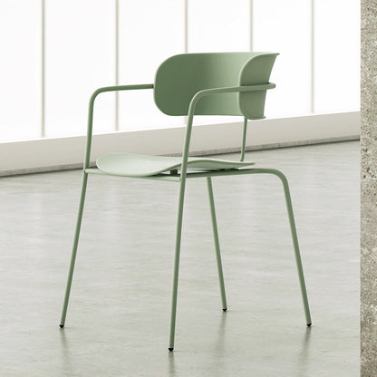 Zeitgenössischer Metall Esszimmerstuhl Arm Open Rücken Essneitenstuhl für Esszimmer