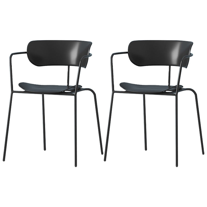 Zeitgenössischer Metall Esszimmerstuhl Arm Open Rücken Essneitenstuhl für Esszimmer