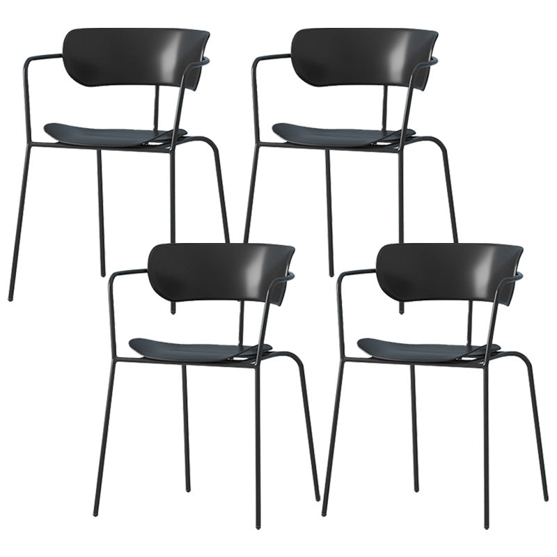 Zeitgenössischer Metall Esszimmerstuhl Arm Open Rücken Essneitenstuhl für Esszimmer