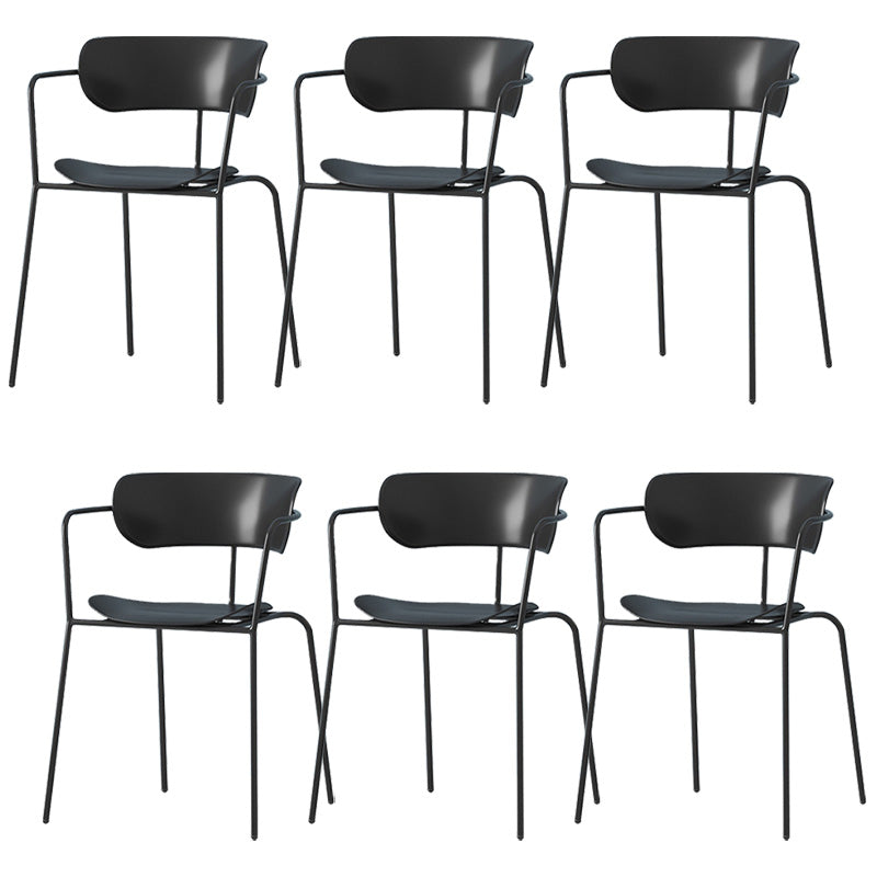 Zeitgenössischer Metall Esszimmerstuhl Arm Open Rücken Essneitenstuhl für Esszimmer