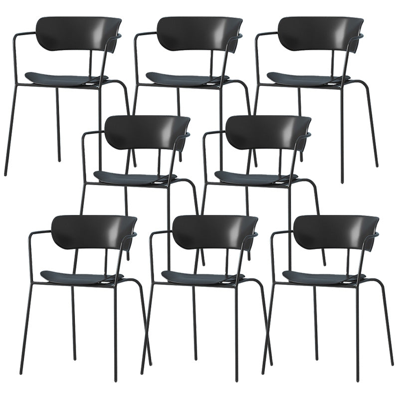 Zeitgenössischer Metall Esszimmerstuhl Arm Open Rücken Essneitenstuhl für Esszimmer