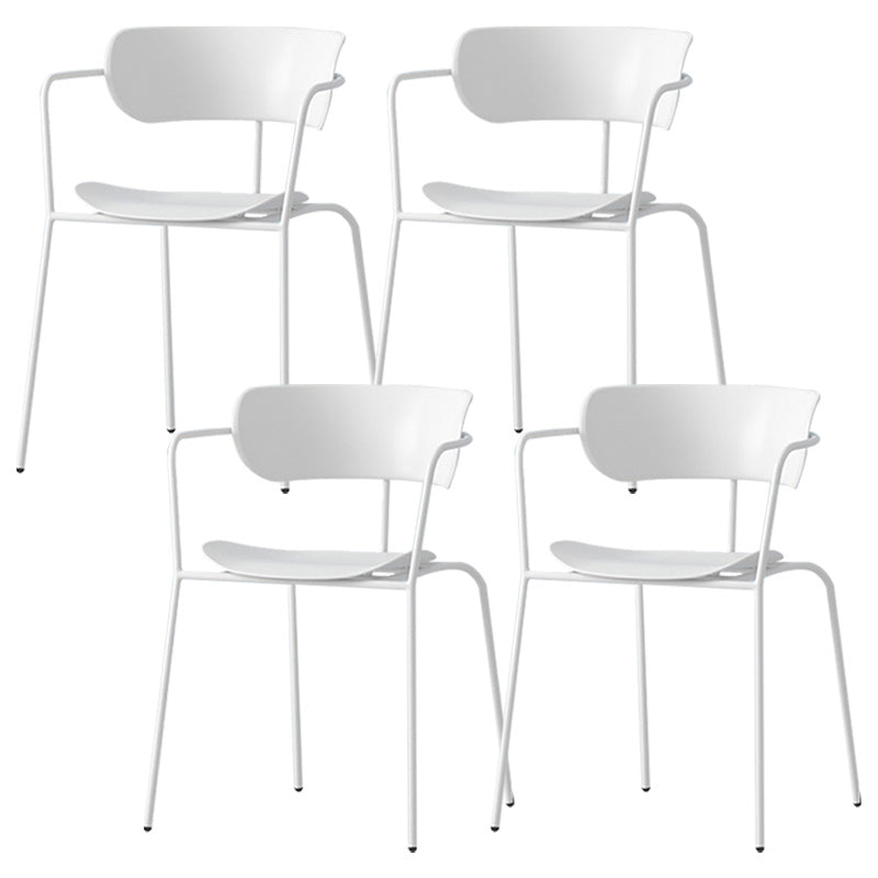 Zeitgenössischer Metall Esszimmerstuhl Arm Open Rücken Essneitenstuhl für Esszimmer