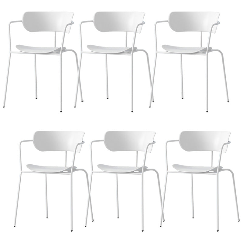 Zeitgenössischer Metall Esszimmerstuhl Arm Open Rücken Essneitenstuhl für Esszimmer