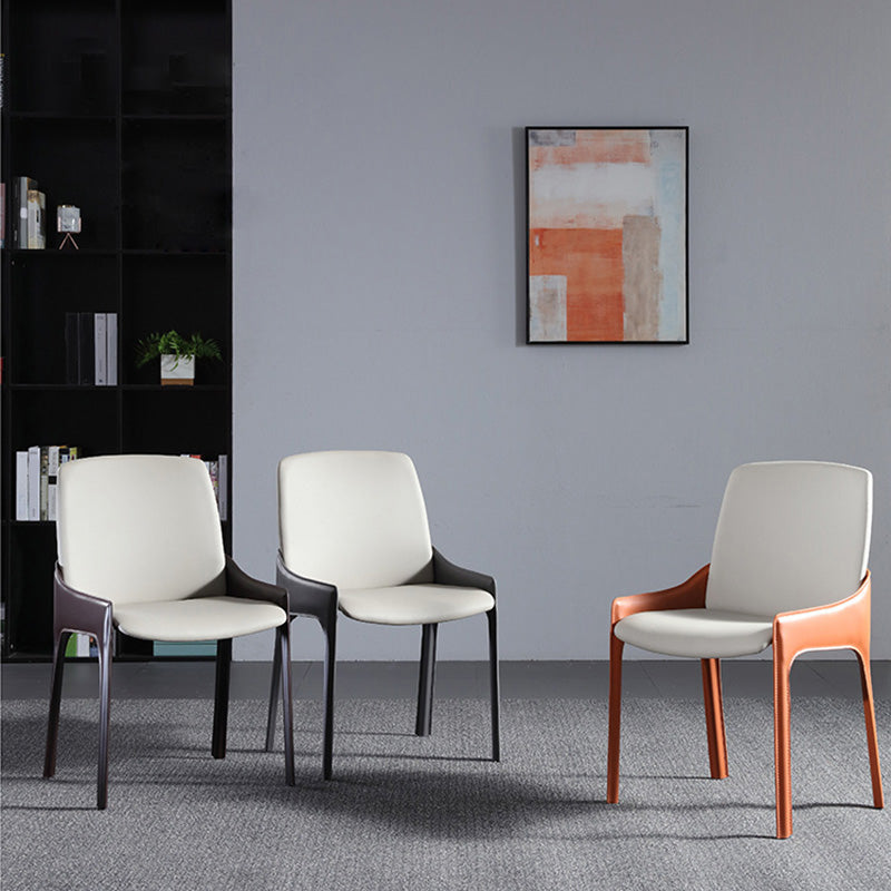 Eigentijdse metalen eetkamer stoel stoel faux lederen zijstoel voor eetkamer