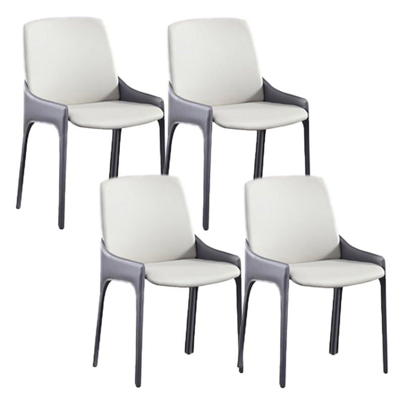 Eigentijdse metalen eetkamer stoel stoel faux lederen zijstoel voor eetkamer