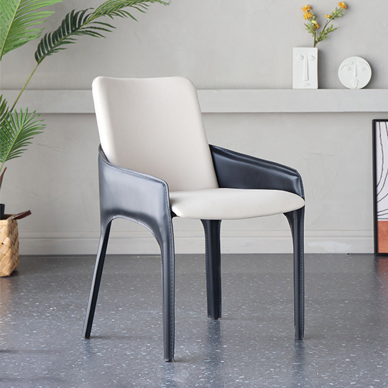 Eigentijdse metalen eetkamer stoel stoel faux lederen zijstoel voor eetkamer