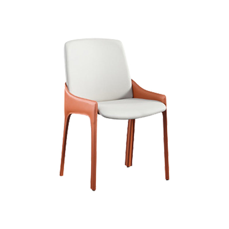 Eigentijdse metalen eetkamer stoel stoel faux lederen zijstoel voor eetkamer