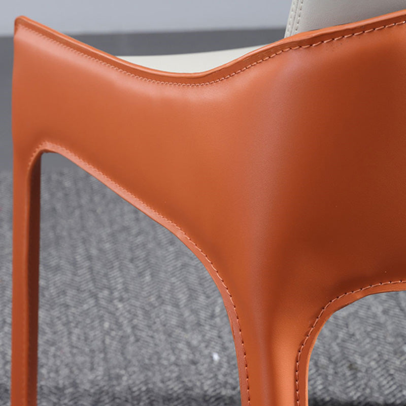 Eigentijdse metalen eetkamer stoel stoel faux lederen zijstoel voor eetkamer