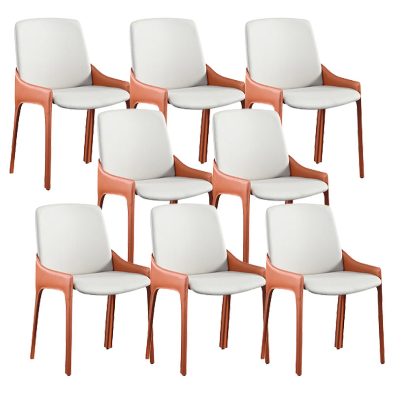 Eigentijdse metalen eetkamer stoel stoel faux lederen zijstoel voor eetkamer