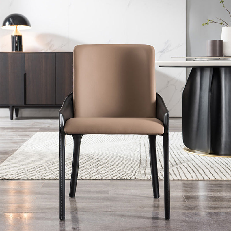 Eigentijdse metalen eetkamer stoel stoel faux lederen zijstoel voor eetkamer