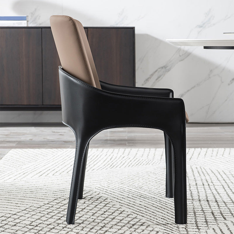 Eigentijdse metalen eetkamer stoel stoel faux lederen zijstoel voor eetkamer