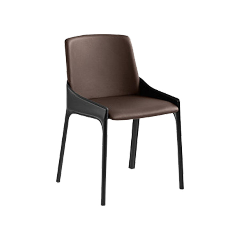 Eigentijdse metalen eetkamer stoel stoel faux lederen zijstoel voor eetkamer