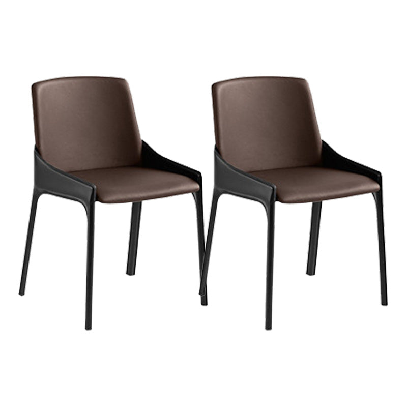 Eigentijdse metalen eetkamer stoel stoel faux lederen zijstoel voor eetkamer