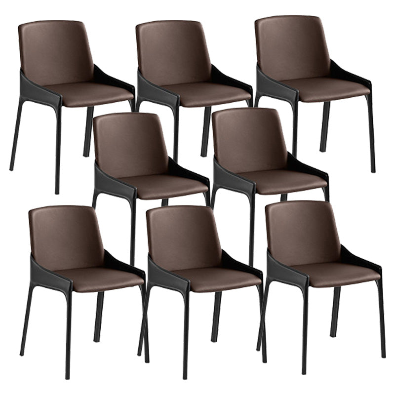 Eigentijdse metalen eetkamer stoel stoel faux lederen zijstoel voor eetkamer