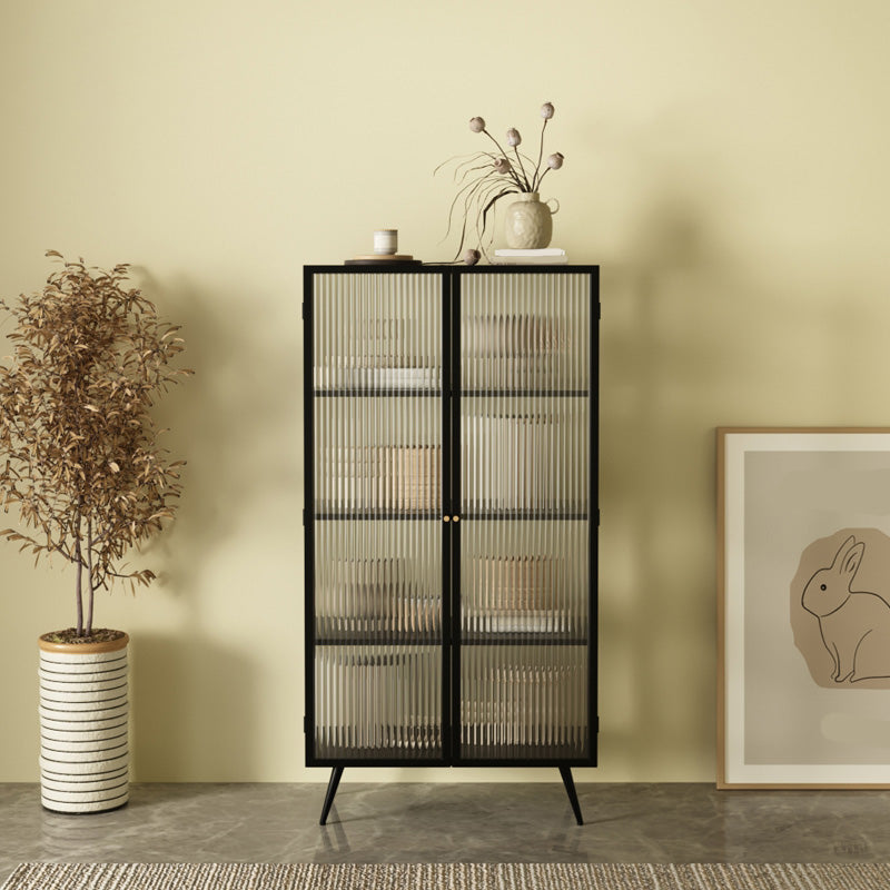 53"H Rectangular Metal Side Board Modern Minimalist Home Sideboard with Door Black Clearhalo 'buffet_sideboard' 'Buffets & Sideboards' 'furn' 'furn_buffet_sideboard' 'Furniture' 'Kitchen & Dining Furniture' 6267382