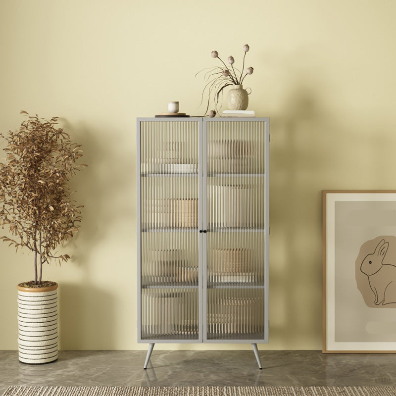 53"H Rectangular Metal Side Board Modern Minimalist Home Sideboard with Door Grey Clearhalo 'buffet_sideboard' 'Buffets & Sideboards' 'furn' 'furn_buffet_sideboard' 'Furniture' 'Kitchen & Dining Furniture' 6267384