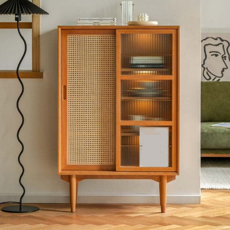 Brown Wooden Side Board with Doors Modern Minimalist Buffet Sideboard without Light Clearhalo 'buffet_sideboard' 'Buffets & Sideboards' 'furn' 'furn_buffet_sideboard' 'Furniture' 'Kitchen & Dining Furniture' 6267423