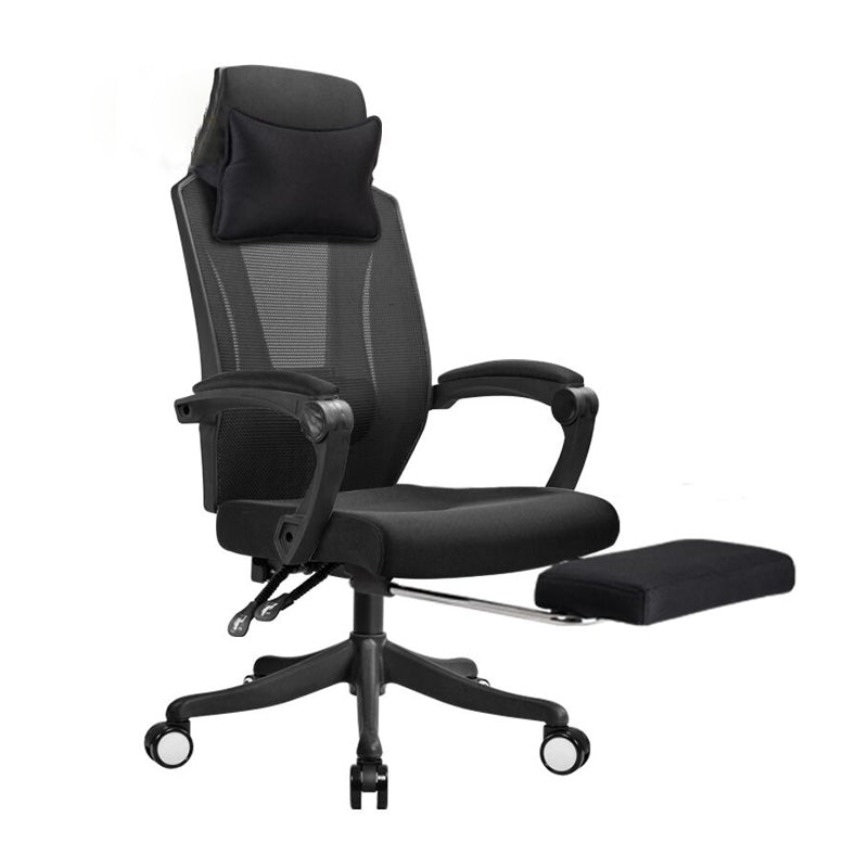 Ergonomic Mesh Office Chair High-Back Adjustable Height with Swivel Casters Black 1 Piece With Footrest Clearhalo 'furn' 'furn_office_chair' 'Furniture' 'Office Chairs' 'Office Furniture' 'office_chair' 6267589