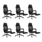Ergonomic Mesh Office Chair High-Back Adjustable Height with Swivel Casters Black 6 Piece Set With Footrest Clearhalo 'furn' 'furn_office_chair' 'Furniture' 'Office Chairs' 'Office Furniture' 'office_chair' 6267594