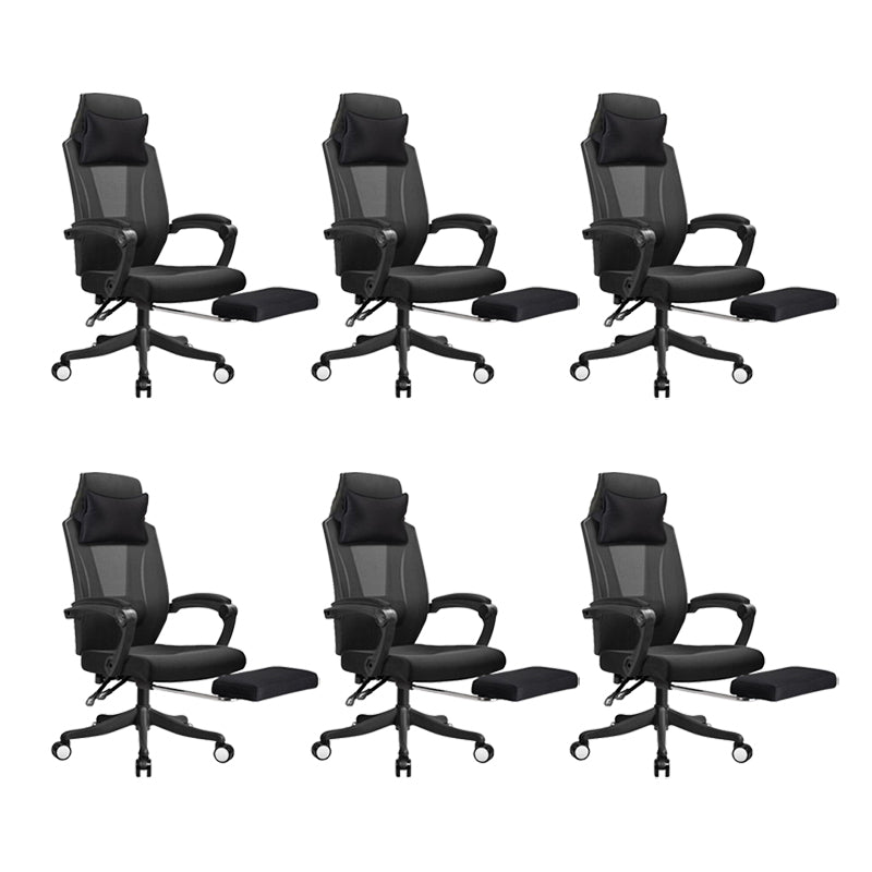 Ergonomic Mesh Office Chair High-Back Adjustable Height with Swivel Casters Black 6 Piece Set With Footrest Clearhalo 'furn' 'furn_office_chair' 'Furniture' 'Office Chairs' 'Office Furniture' 'office_chair' 6267594