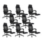 Ergonomic Mesh Office Chair High-Back Adjustable Height with Swivel Casters Black 8 Piece Set With Footrest Clearhalo 'furn' 'furn_office_chair' 'Furniture' 'Office Chairs' 'Office Furniture' 'office_chair' 6267597