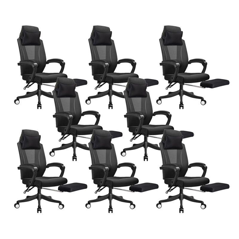 Ergonomic Mesh Office Chair High-Back Adjustable Height with Swivel Casters Black 8 Piece Set With Footrest Clearhalo 'furn' 'furn_office_chair' 'Furniture' 'Office Chairs' 'Office Furniture' 'office_chair' 6267597
