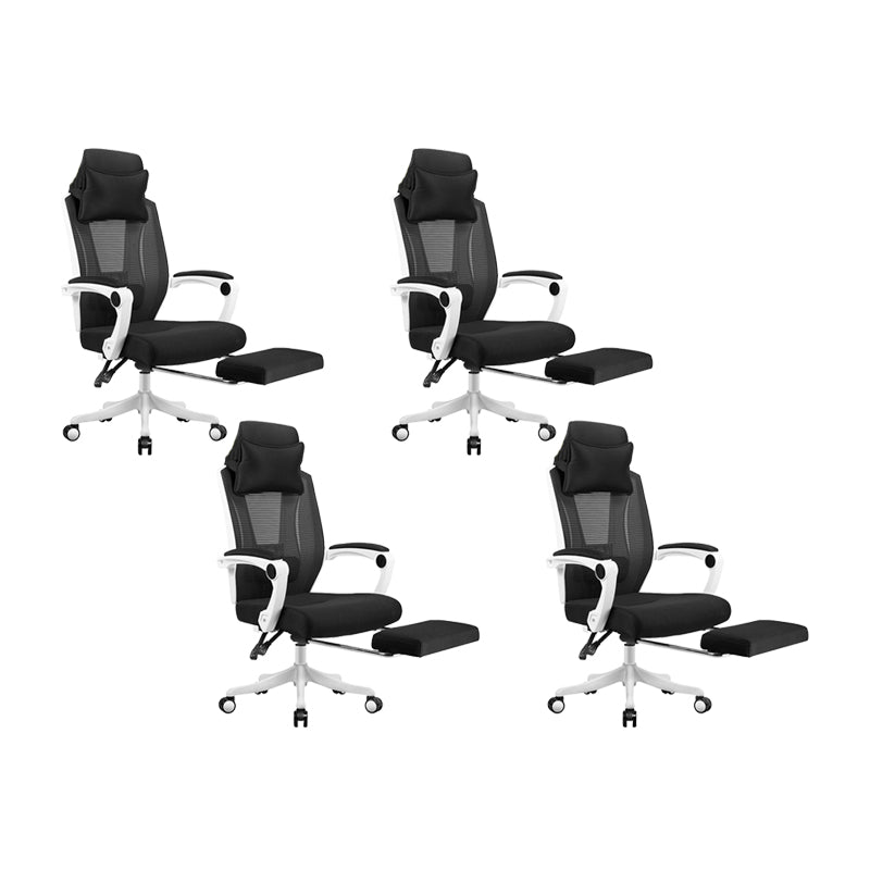 Ergonomic Mesh Office Chair High-Back Adjustable Height with Swivel Casters White 4 Piece Set With Footrest Clearhalo 'furn' 'furn_office_chair' 'Furniture' 'Office Chairs' 'Office Furniture' 'office_chair' 6267603