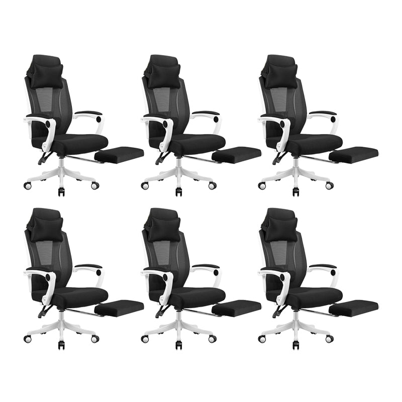 Ergonomic Mesh Office Chair High-Back Adjustable Height with Swivel Casters White 6 Piece Set With Footrest Clearhalo 'furn' 'furn_office_chair' 'Furniture' 'Office Chairs' 'Office Furniture' 'office_chair' 6267605