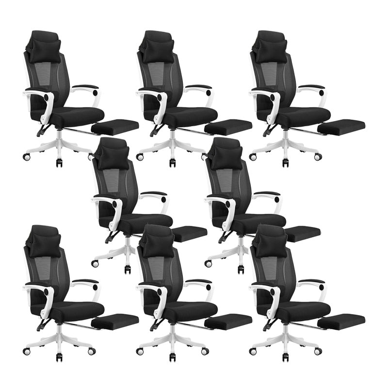 Ergonomic Mesh Office Chair High-Back Adjustable Height with Swivel Casters White 8 Piece Set With Footrest Clearhalo 'furn' 'furn_office_chair' 'Furniture' 'Office Chairs' 'Office Furniture' 'office_chair' 6267607