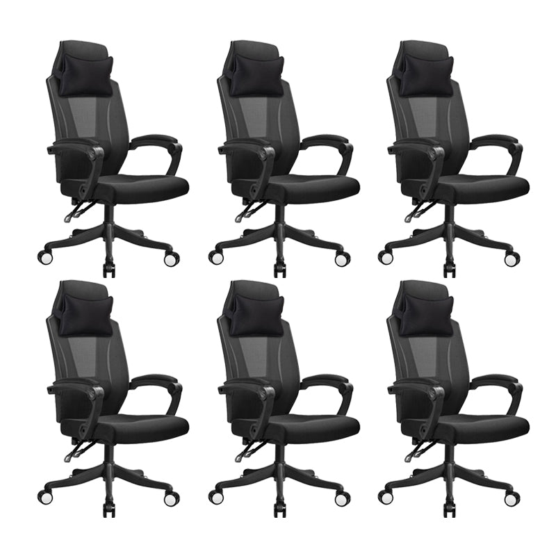 Ergonomic Mesh Office Chair High-Back Adjustable Height with Swivel Casters Black 6 Piece Set Without Footrest Clearhalo 'furn' 'furn_office_chair' 'Furniture' 'Office Chairs' 'Office Furniture' 'office_chair' 6267610