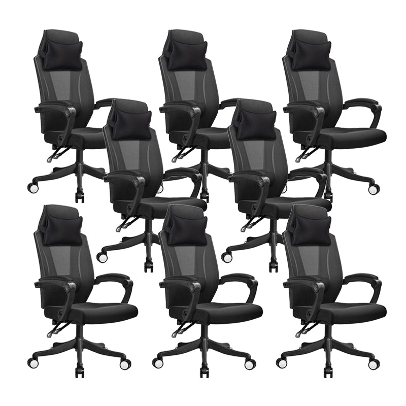 Ergonomic Mesh Office Chair High-Back Adjustable Height with Swivel Casters Black 8 Piece Set Without Footrest Clearhalo 'furn' 'furn_office_chair' 'Furniture' 'Office Chairs' 'Office Furniture' 'office_chair' 6267611