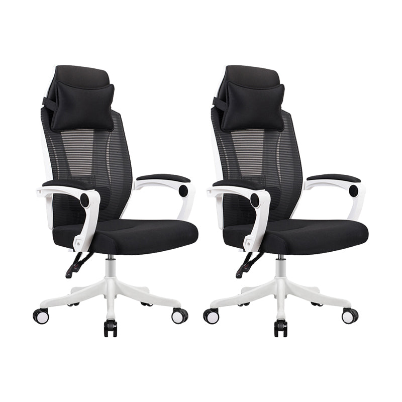 Ergonomic Mesh Office Chair High-Back Adjustable Height with Swivel Casters White 2 Piece Set Without Footrest Clearhalo 'furn' 'furn_office_chair' 'Furniture' 'Office Chairs' 'Office Furniture' 'office_chair' 6267613
