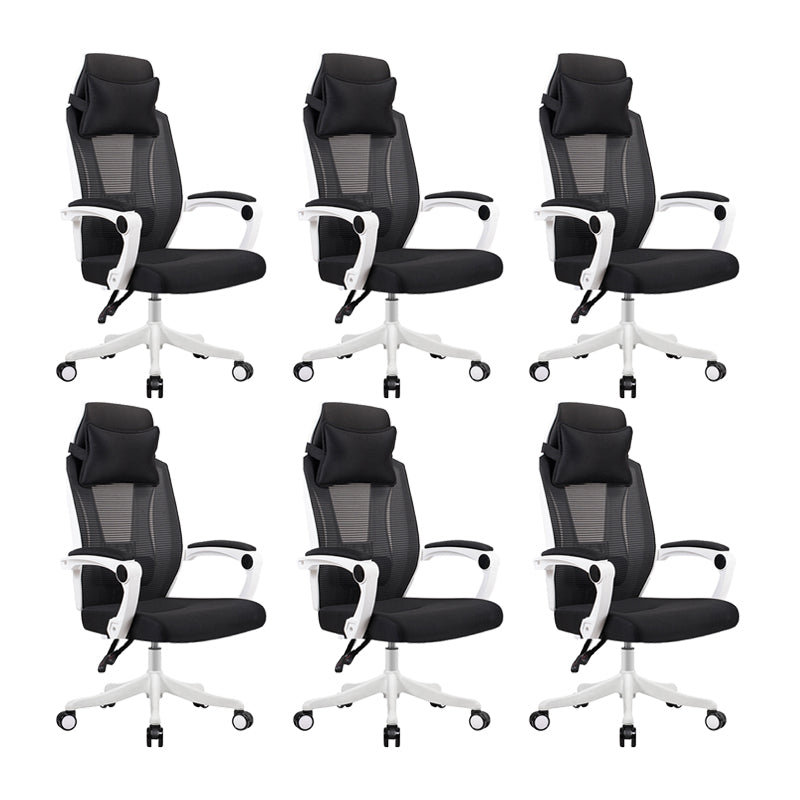Ergonomic Mesh Office Chair High-Back Adjustable Height with Swivel Casters White 6 Piece Set Without Footrest Clearhalo 'furn' 'furn_office_chair' 'Furniture' 'Office Chairs' 'Office Furniture' 'office_chair' 6267615