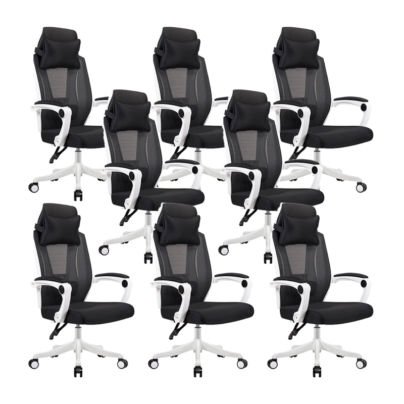 Ergonomic Mesh Office Chair High-Back Adjustable Height with Swivel Casters White 8 Piece Set Without Footrest Clearhalo 'furn' 'furn_office_chair' 'Furniture' 'Office Chairs' 'Office Furniture' 'office_chair' 6267616