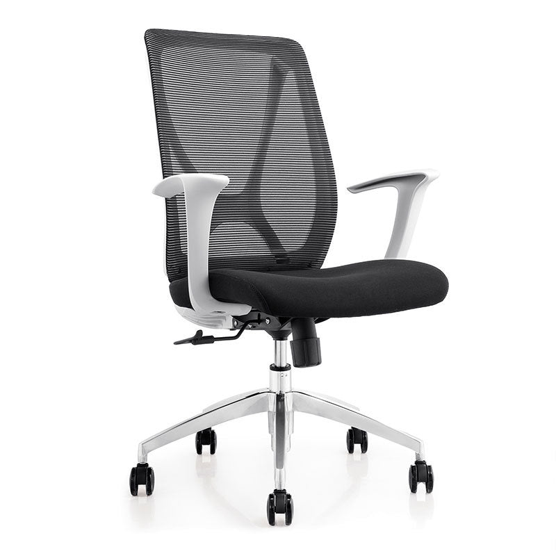 Modern Desk Chair Mesh Computer Chair Conference Chair with Wheels White-Black 1 Piece Clearhalo 'furn' 'furn_office_chair' 'Furniture' 'Office Chairs' 'Office Furniture' 'office_chair' 6267630