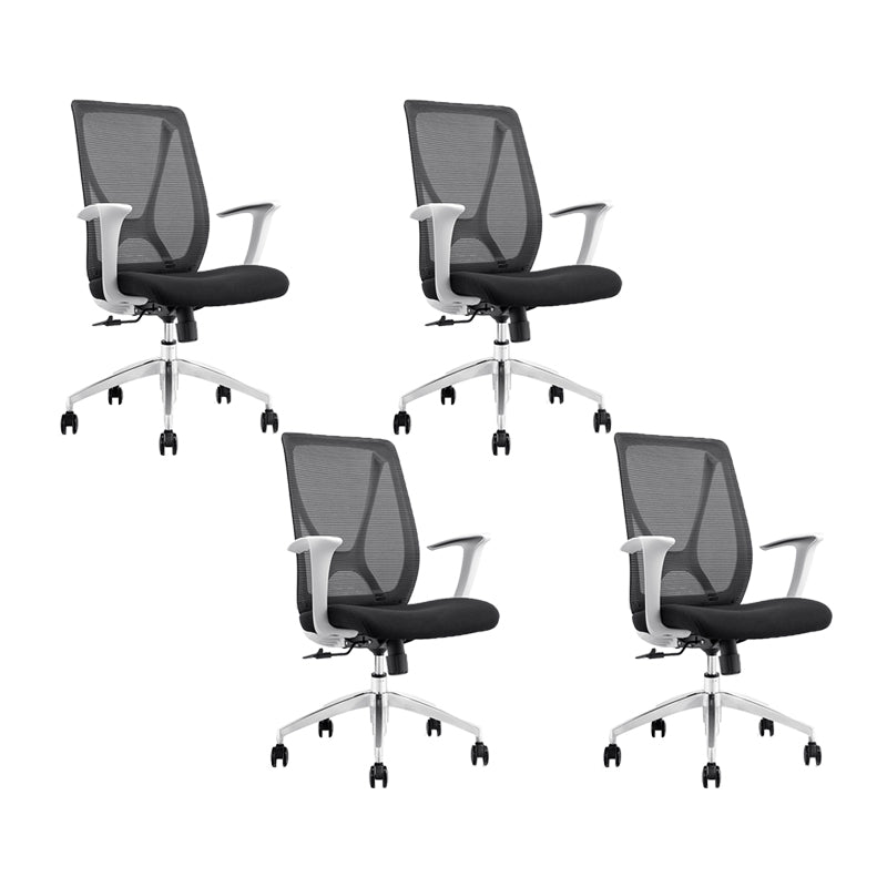Modern Desk Chair Mesh Computer Chair Conference Chair with Wheels White-Black 4 Piece Set Clearhalo 'furn' 'furn_office_chair' 'Furniture' 'Office Chairs' 'Office Furniture' 'office_chair' 6267632