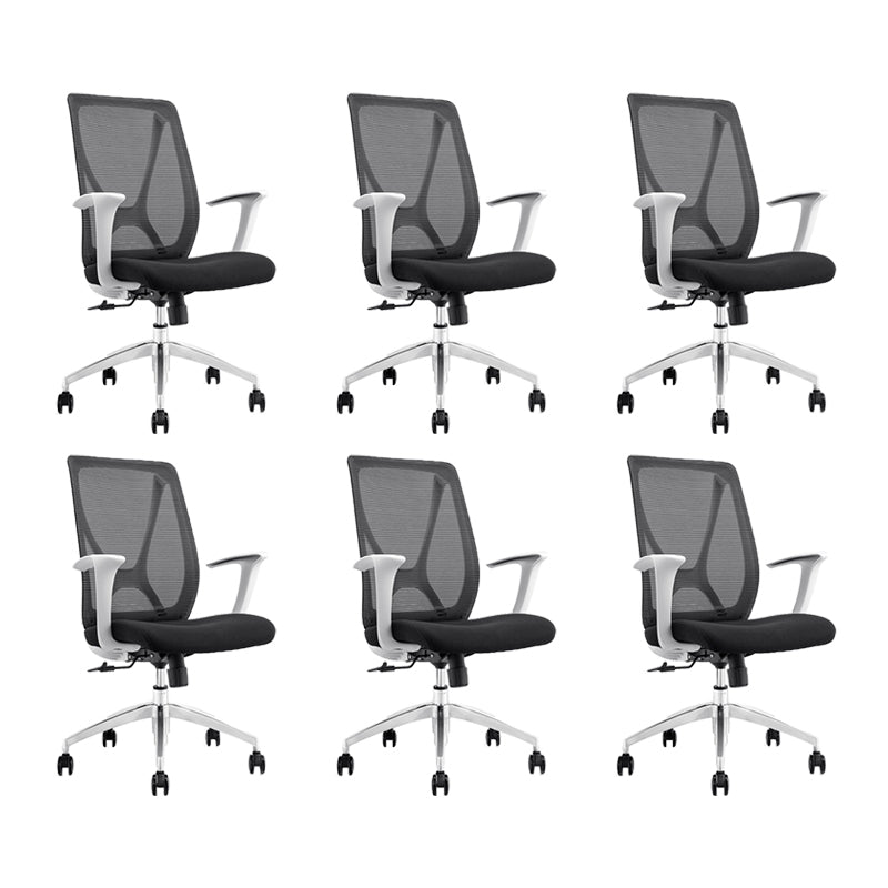 Modern Desk Chair Mesh Computer Chair Conference Chair with Wheels White-Black 6 Piece Set Clearhalo 'furn' 'furn_office_chair' 'Furniture' 'Office Chairs' 'Office Furniture' 'office_chair' 6267633