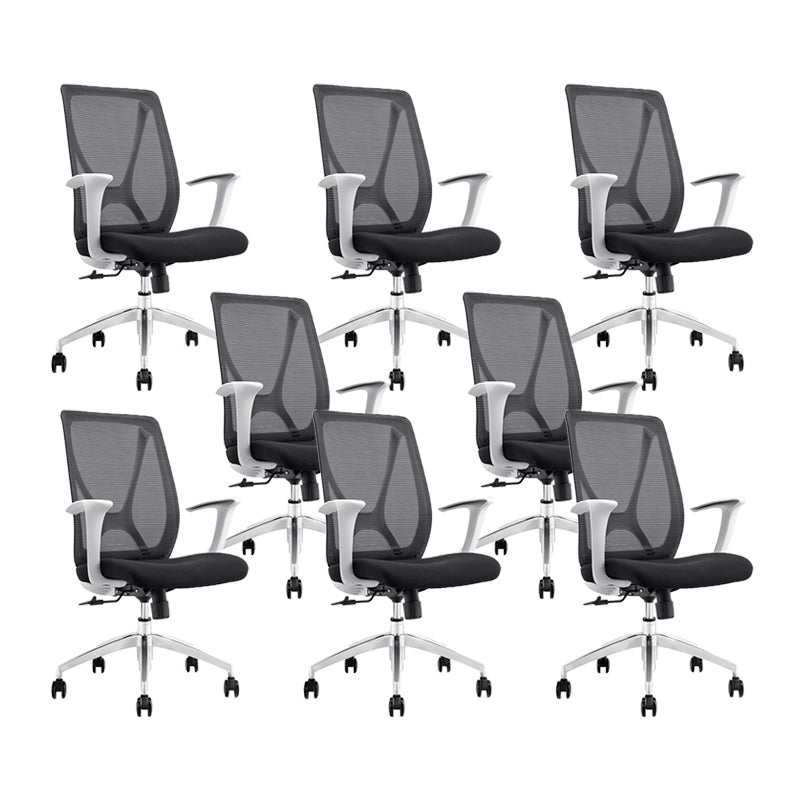Modern Desk Chair Mesh Computer Chair Conference Chair with Wheels White-Black 8 Piece Set Clearhalo 'furn' 'furn_office_chair' 'Furniture' 'Office Chairs' 'Office Furniture' 'office_chair' 6267634
