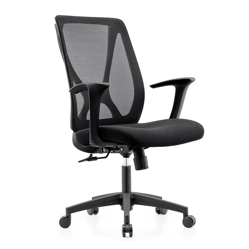 Modern Desk Chair Mesh Computer Chair Conference Chair with Wheels Matte Black 1 Piece Clearhalo 'furn' 'furn_office_chair' 'Furniture' 'Office Chairs' 'Office Furniture' 'office_chair' 6267635