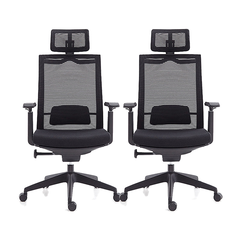 Modern Desk Chair Mesh Computer Chair High-Back Chair for Office Matte Black 2 Piece Set Clearhalo 'furn' 'furn_office_chair' 'Furniture' 'Office Chairs' 'Office Furniture' 'office_chair' 6267669