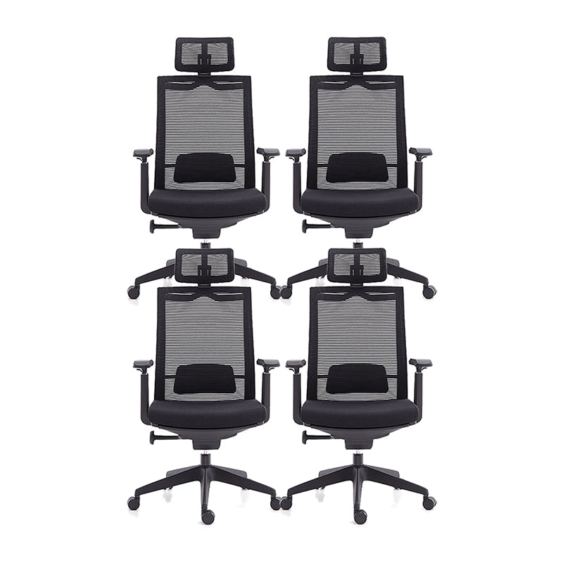 Modern Desk Chair Mesh Computer Chair High-Back Chair for Office Matte Black 4 Piece Set Clearhalo 'furn' 'furn_office_chair' 'Furniture' 'Office Chairs' 'Office Furniture' 'office_chair' 6267670